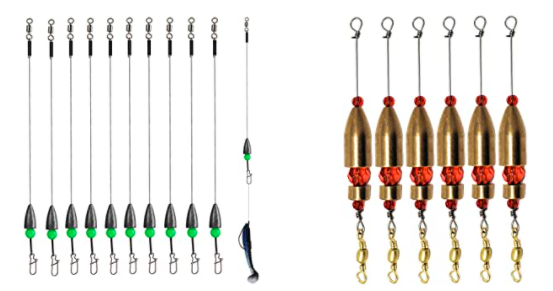 Fishing Carolina Ready Rigs with Brass Worm Weights